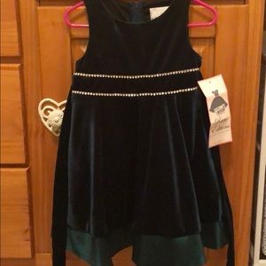 Rare Editions Green Velvet Christmas dress.